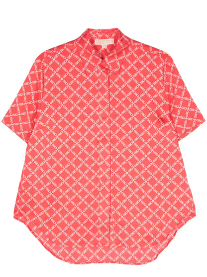 Empire Logo-Print Satin Shirt
