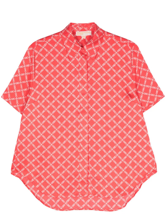Empire Logo-Print Satin Shirt
