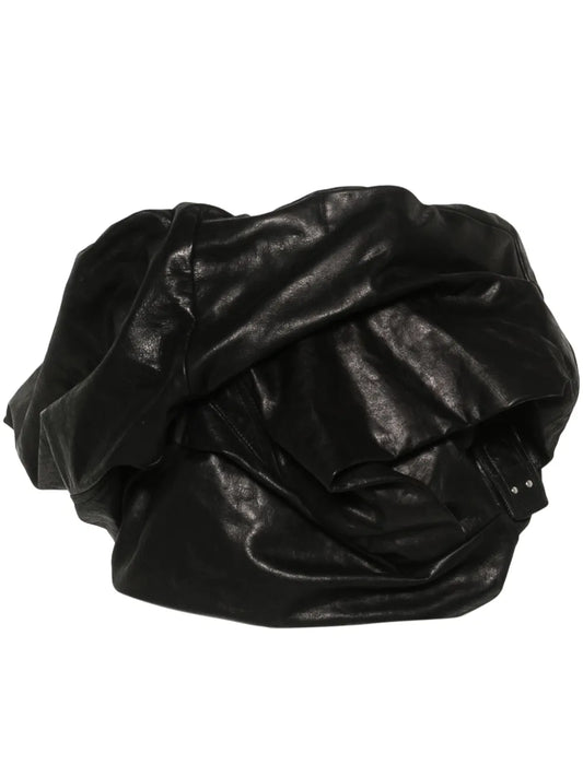 Draped Bustier Leather Top
