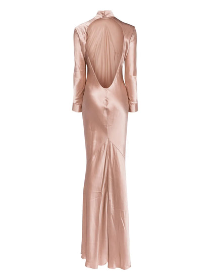 Long Sleeve Silk Gown
