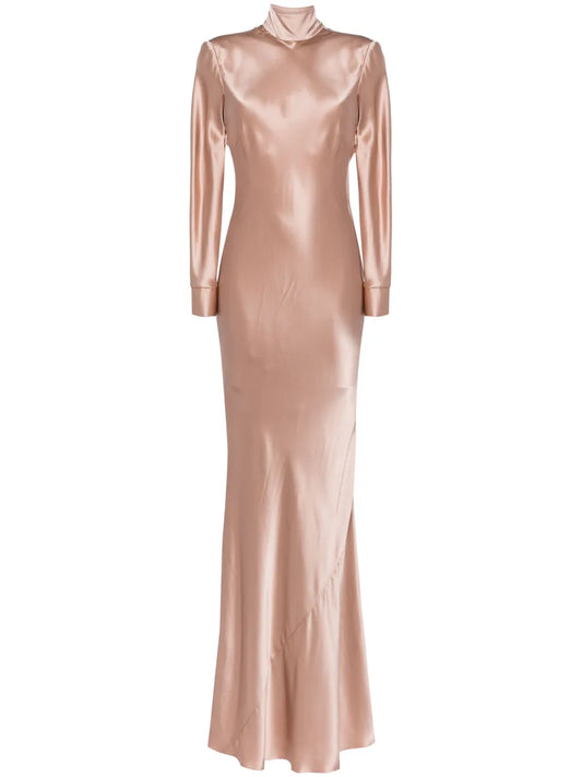 Long Sleeve Silk Gown
