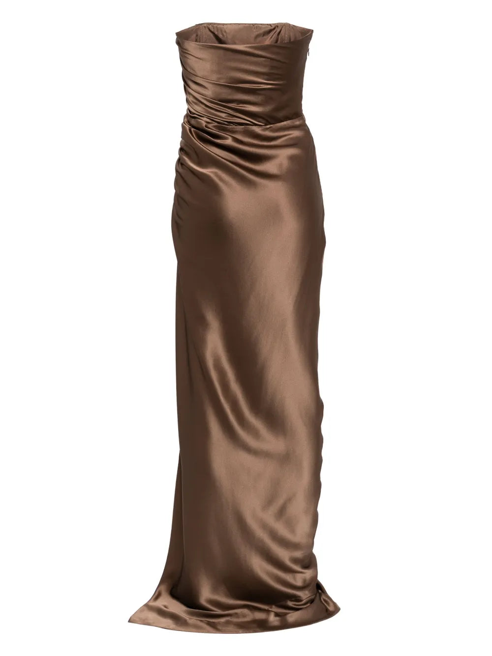 Strapless Gathered Silk Gown