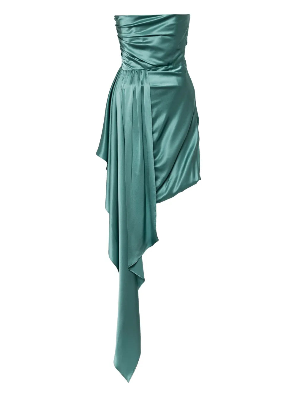 Draped Strapless Silk Mini Dress