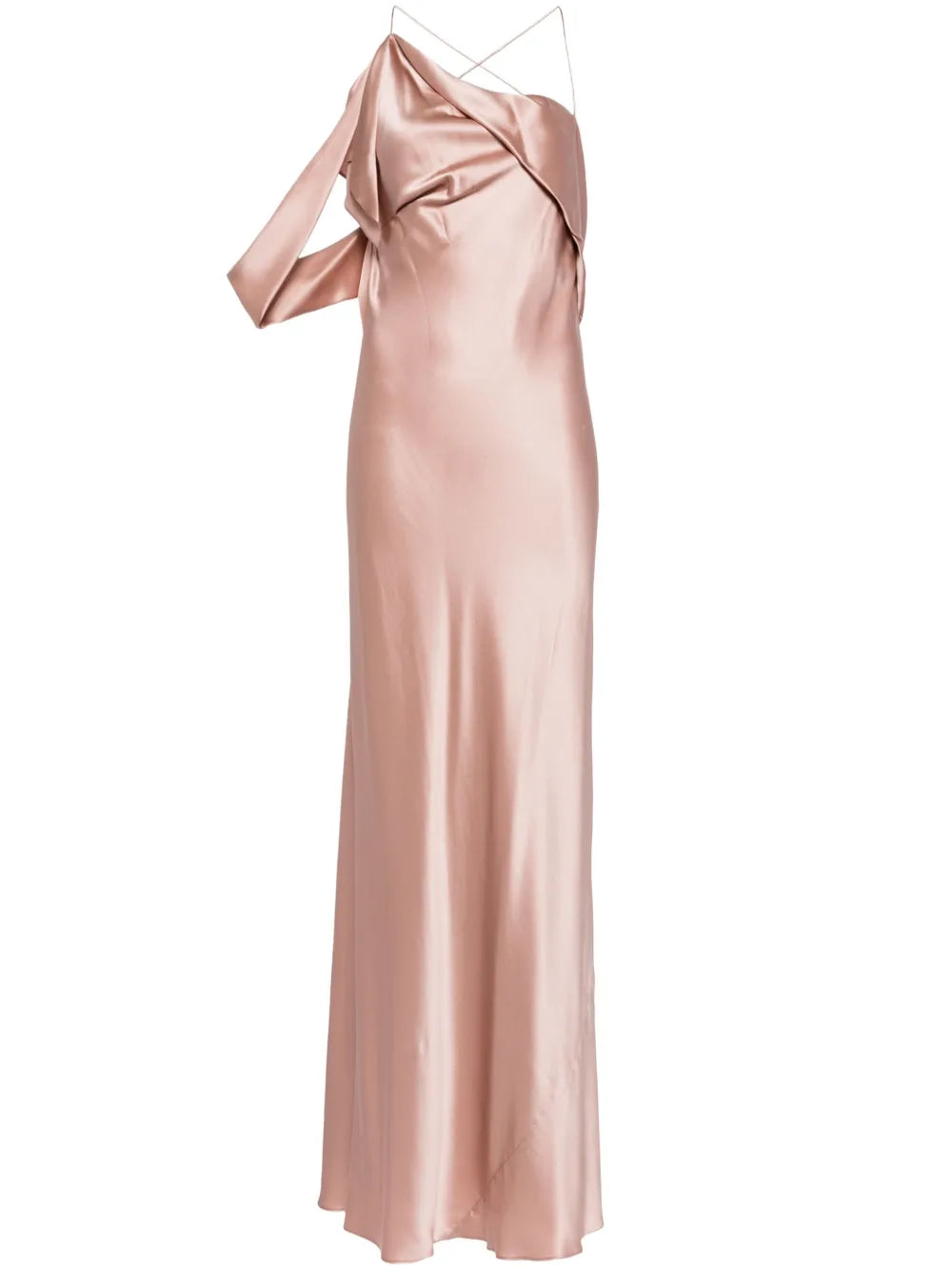 Asymmetric Design Silk Gown