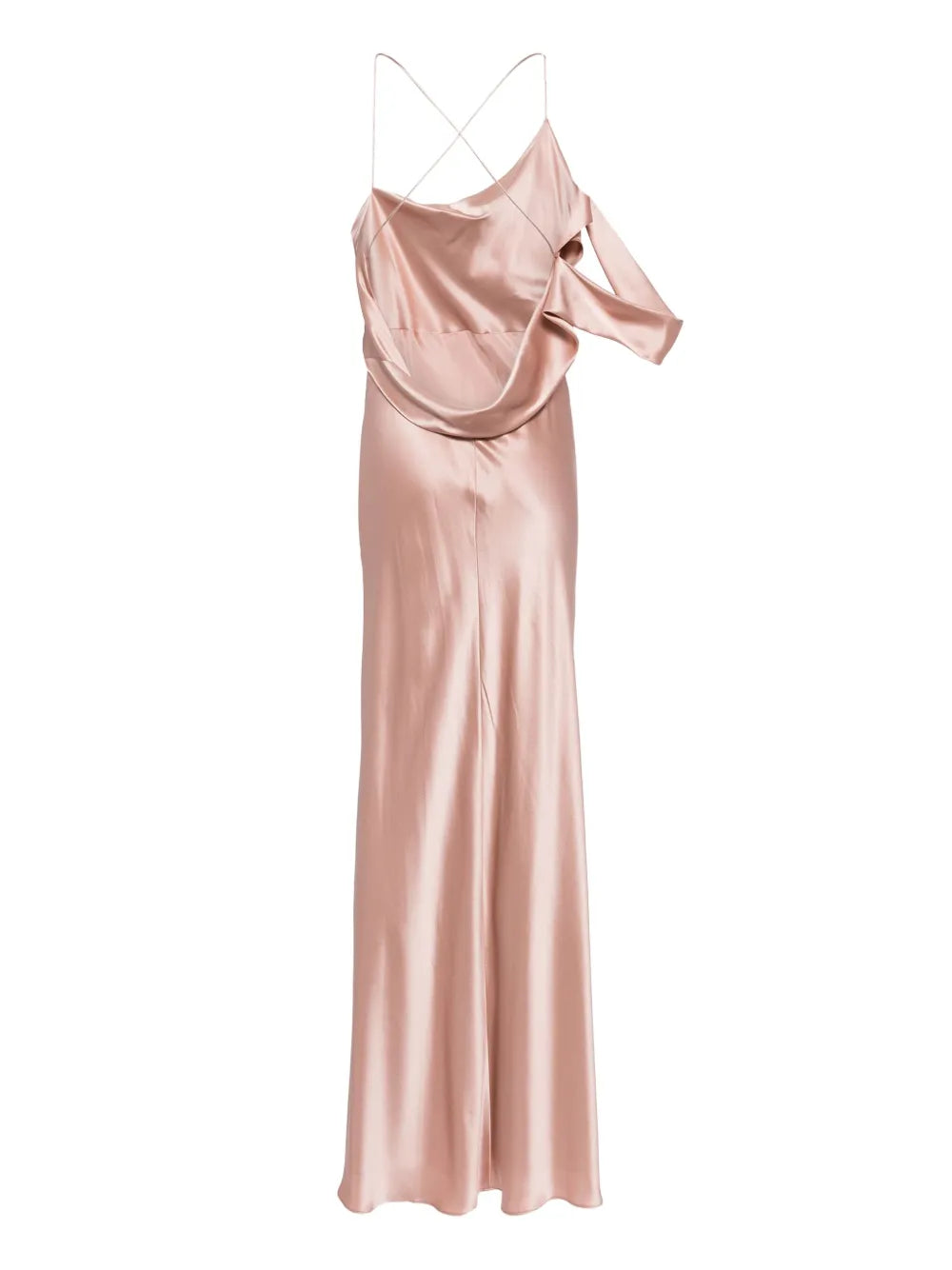 Asymmetric Design Silk Gown