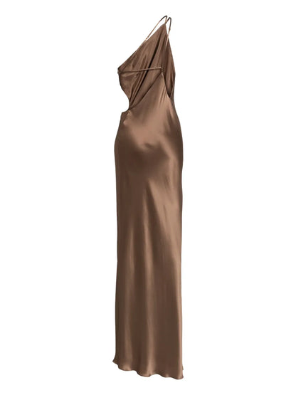 Asymmetrical Design Silk Gown