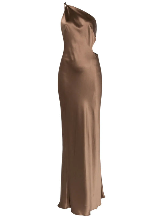Asymmetrical Design Silk Gown