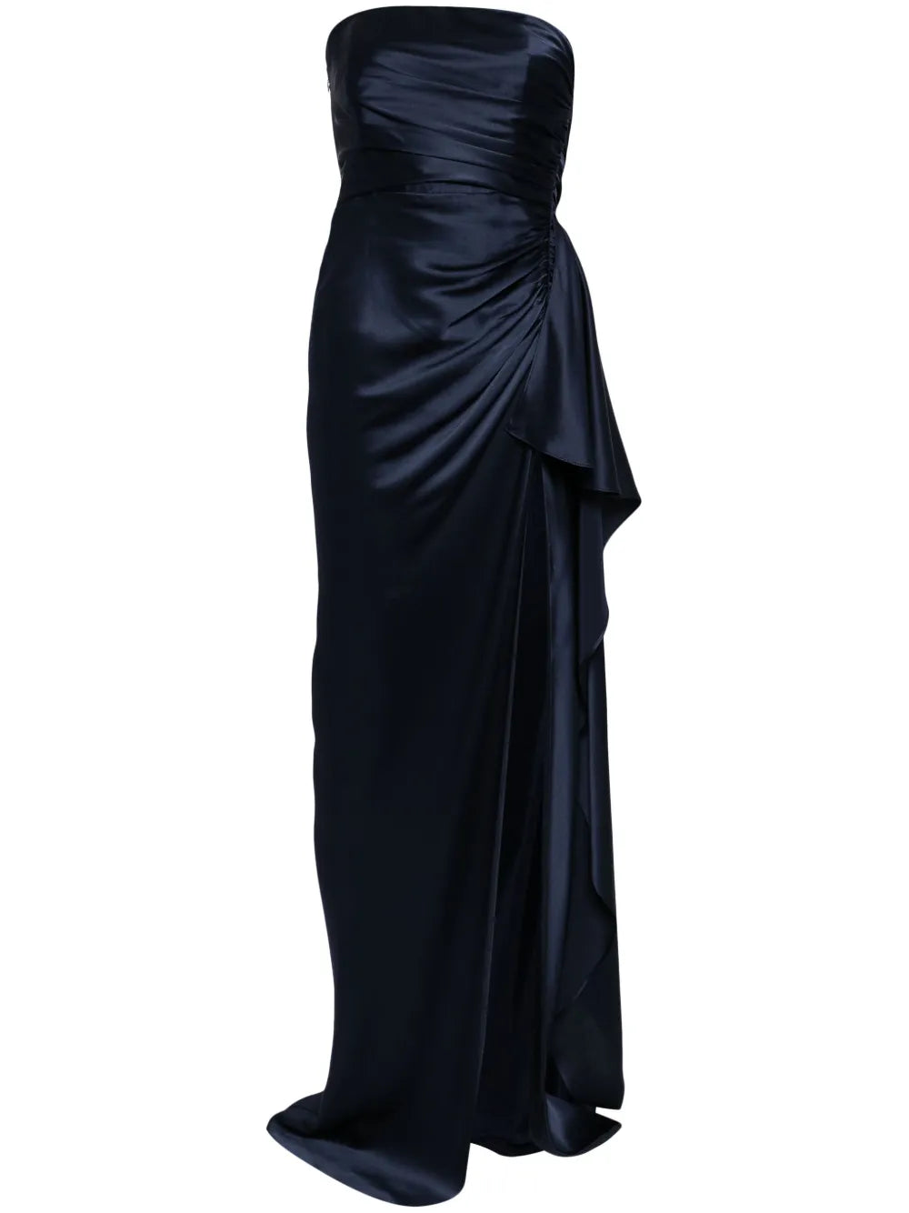 Strapless Gathered Silk Gown