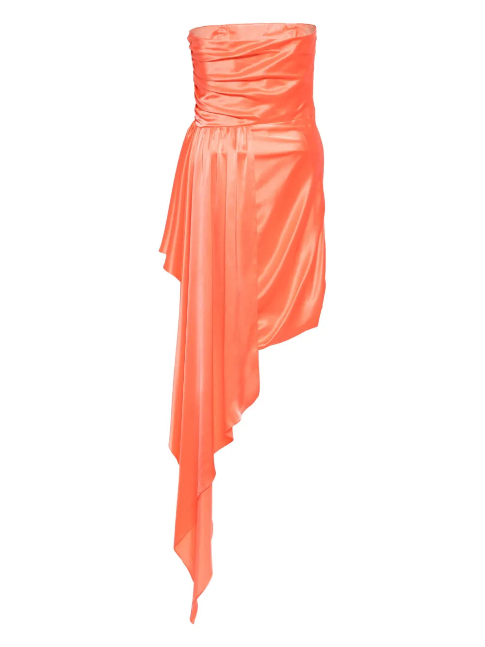 Strapless Gathered Silk Mini Dress