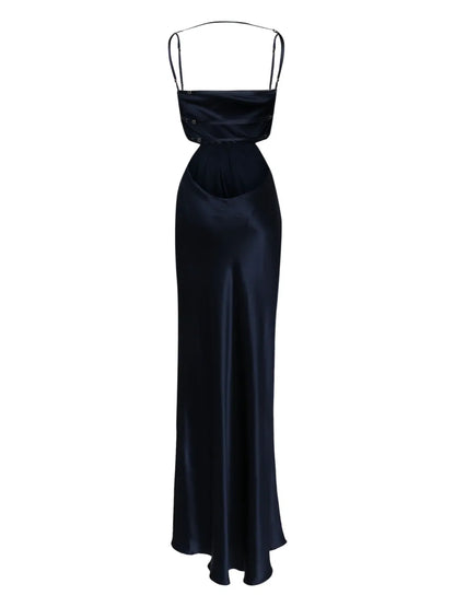 Plunge Back Silk Dress