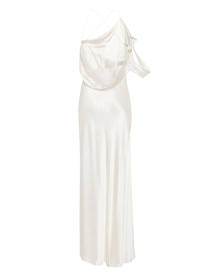 Crisscross-Back Silk Dress