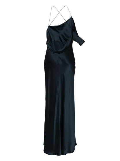 Crisscross-Back Silk Dress