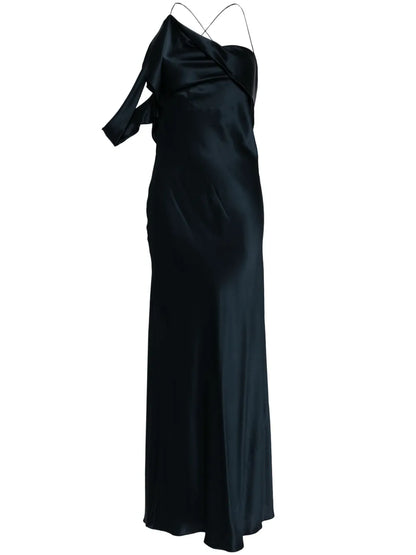 Crisscross-Back Silk Dress