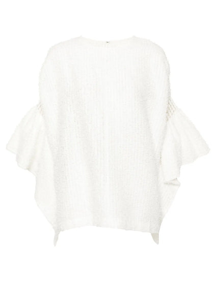 Flared-Cuffs Bouclé Blouse