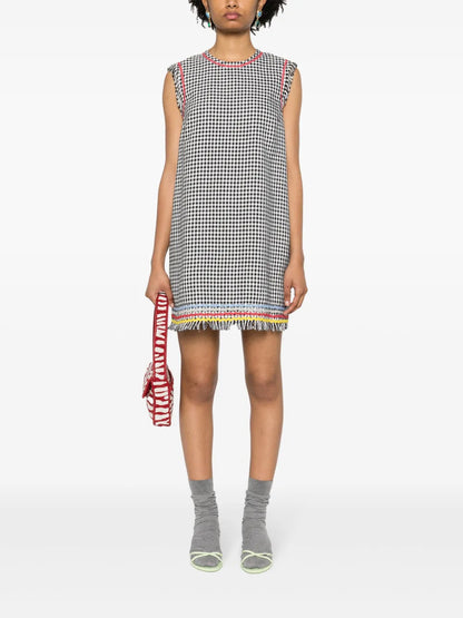 Gingham Fringed Mini Dress