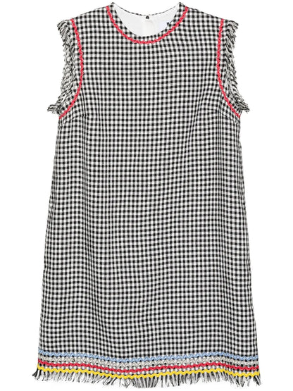 Gingham Fringed Mini Dress
