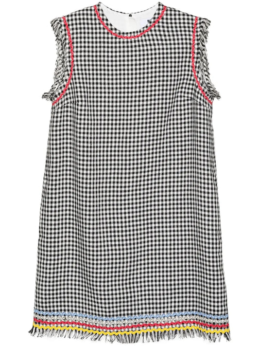 Gingham Fringed Mini Dress
