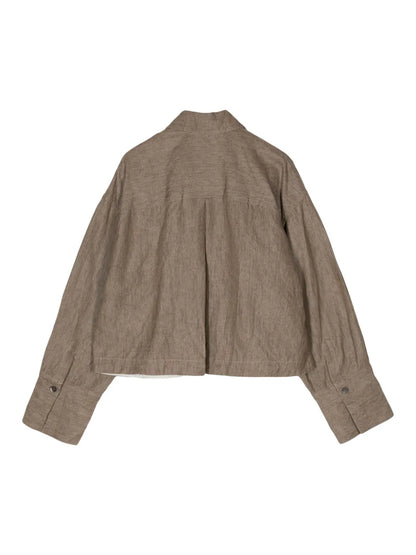 Mélange-Effect Drop-Shoulder Jacket