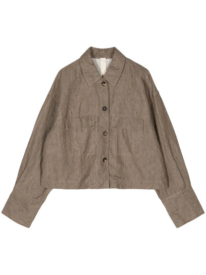 Mélange-Effect Drop-Shoulder Jacket