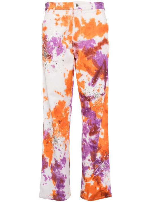 Tie-Dye Crystal-Embellished Jeans