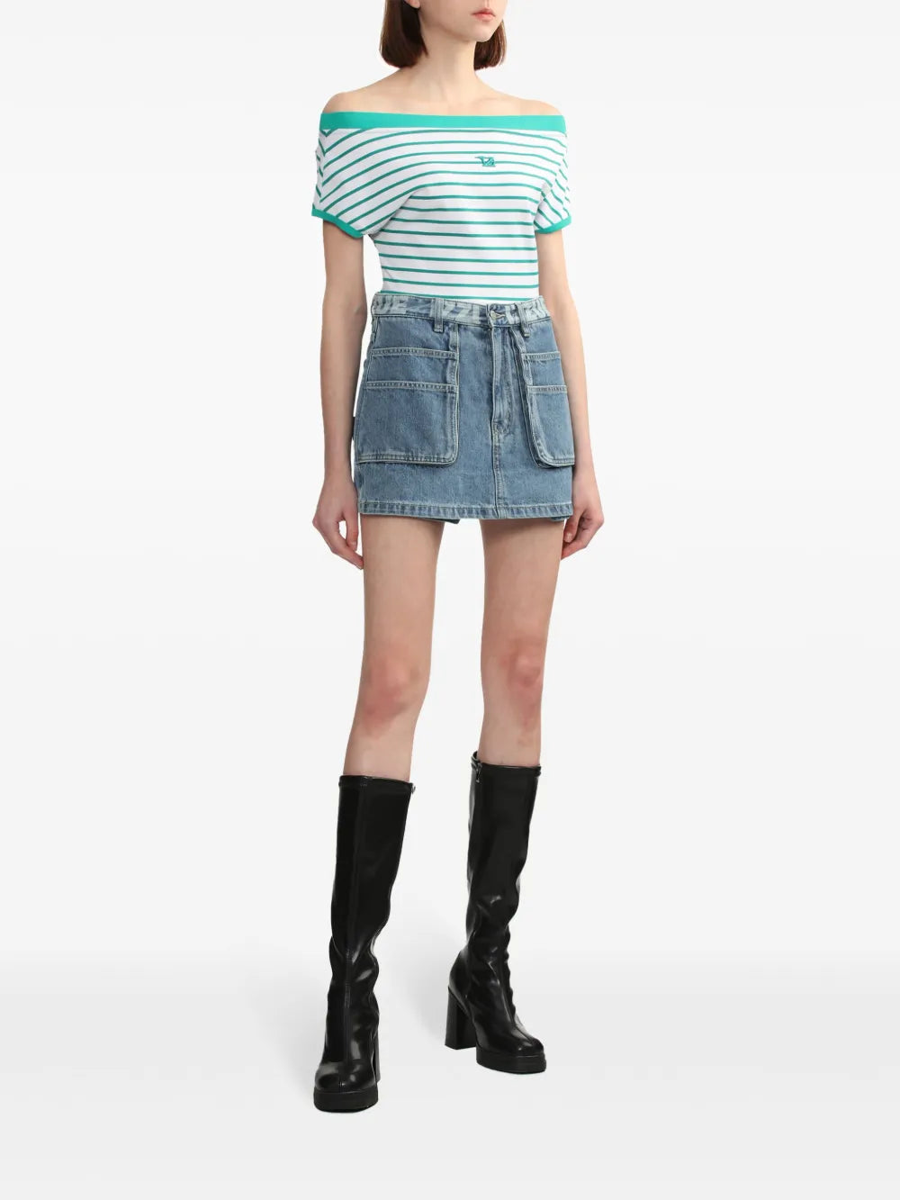 Striped Off-Shoulder T-Shirt