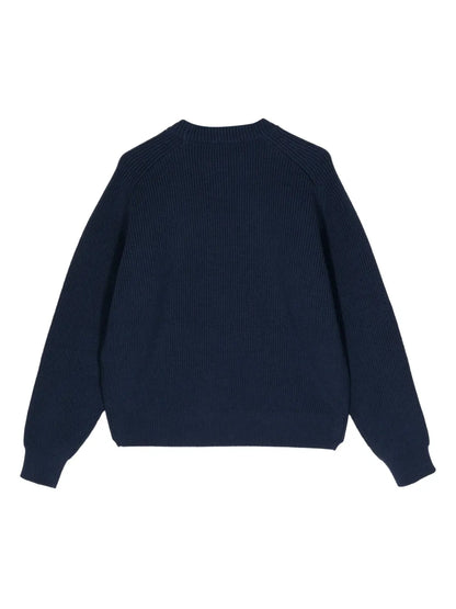 Fox Head-Appliqué Ribbed-Knit Jumper