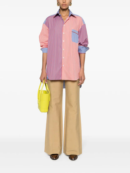 Stripe-Pattern Cotton Shirt