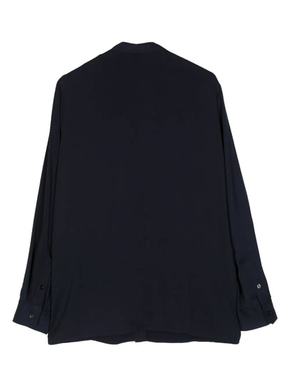 Pleat-Detail Collarless Shirt