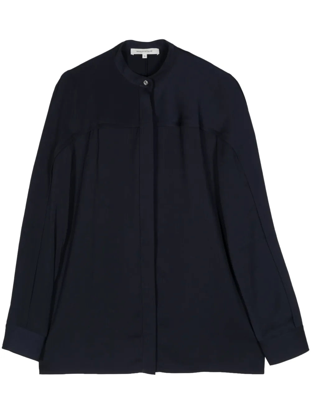 Pleat-Detail Collarless Shirt