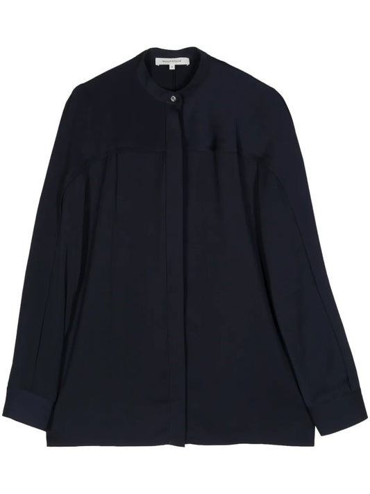 Pleat-Detail Collarless Shirt
