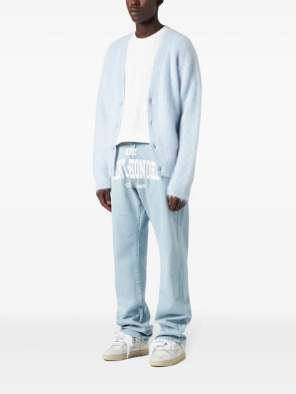 Logo-Print Brushed Cardigan