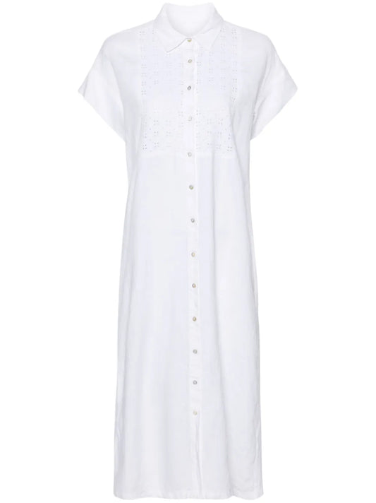 Broderie-Anglaise Midi Shirt Dress