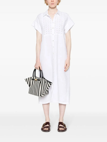 Broderie-Anglaise Midi Shirt Dress