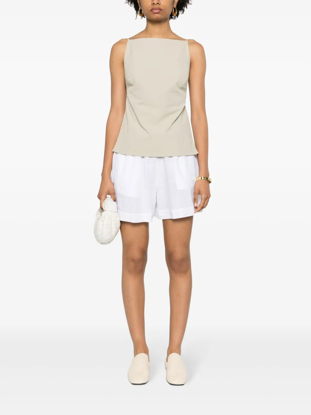 Slub-Texture Linen Shorts