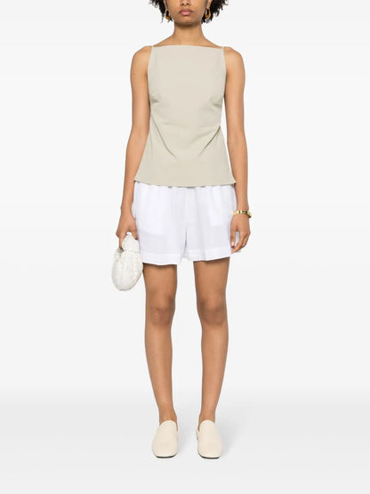 Slub-Texture Linen Shorts