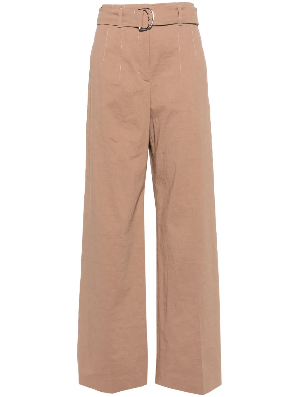 Belted Linen-Blend Trousers
