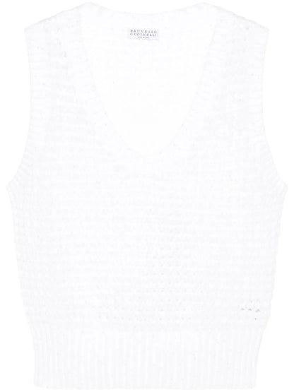 Sequin-Embellished Open-Knit Top