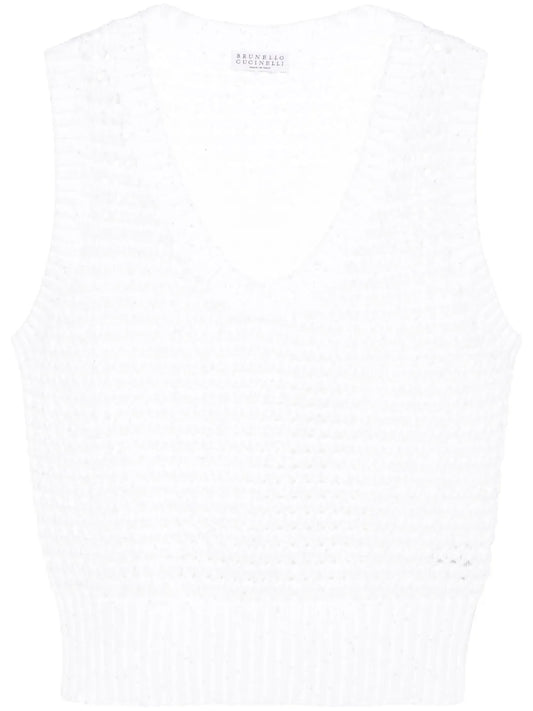Sequin-Embellished Open-Knit Top