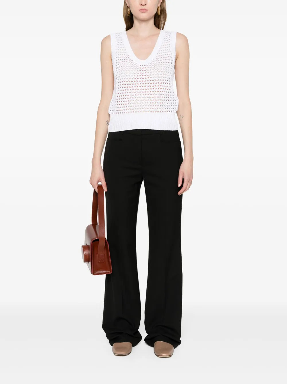 Sequin-Embellished Open-Knit Top