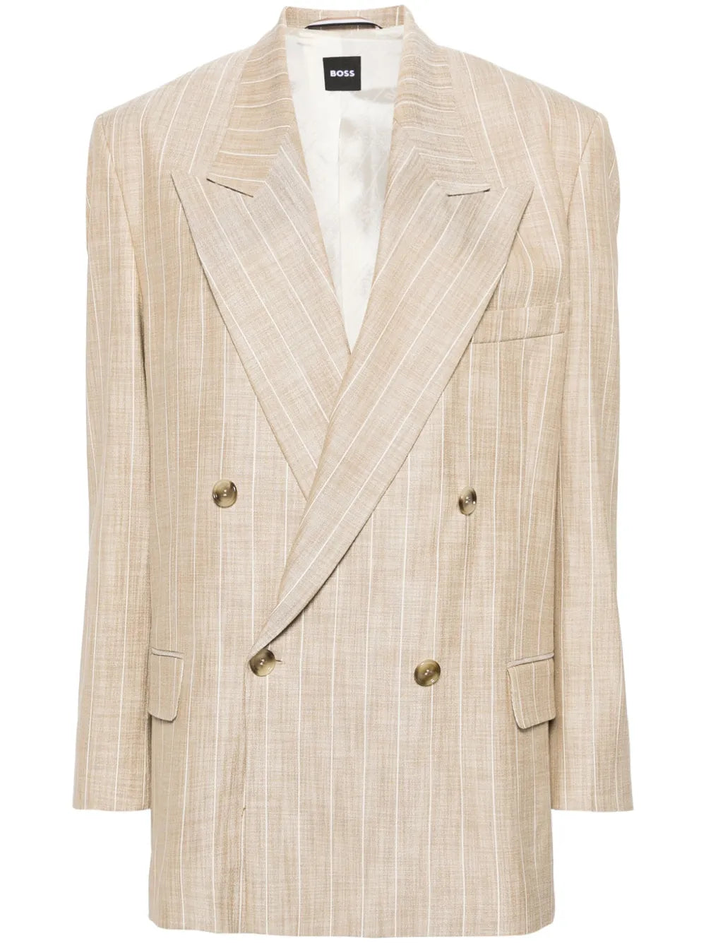 Pinstriped Double-Breasted Blazer