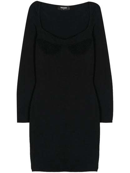 Knitted Crepe Mini Dress