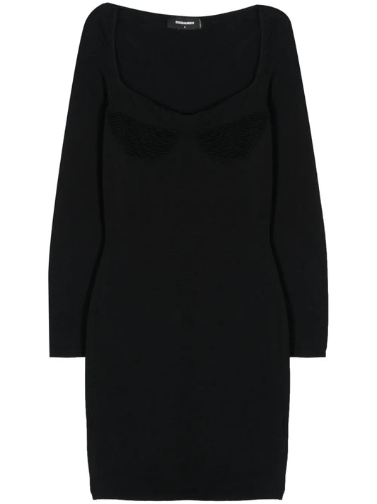 Knitted Crepe Mini Dress