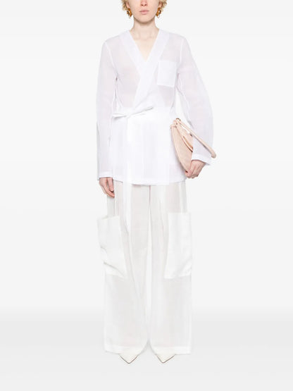 V-Neck Muslin Wrap Jacket