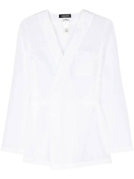 V-Neck Muslin Wrap Jacket