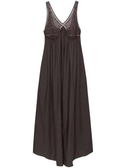 Crochet-Panel Cotton Maxi Dress