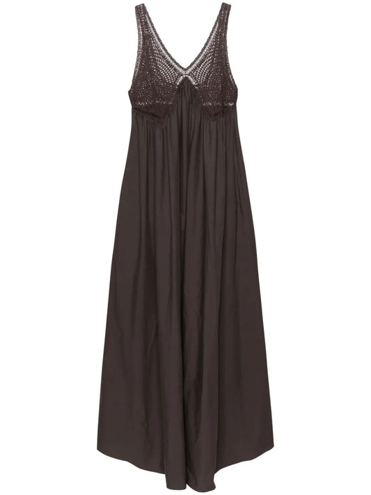 Crochet-Panel Cotton Maxi Dress