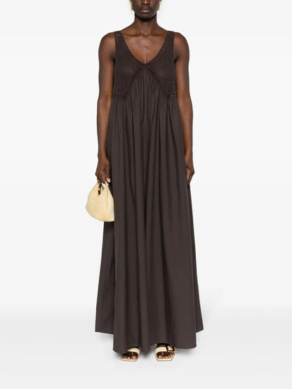 Crochet-Panel Cotton Maxi Dress