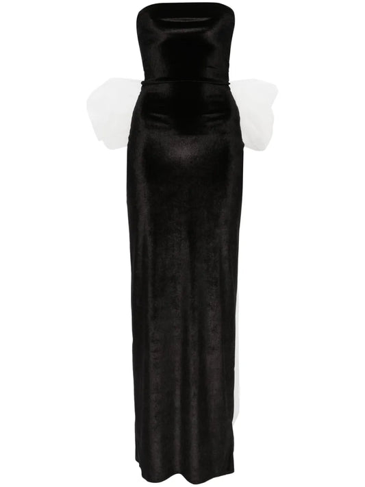 Bow-Detail Velvet Gown