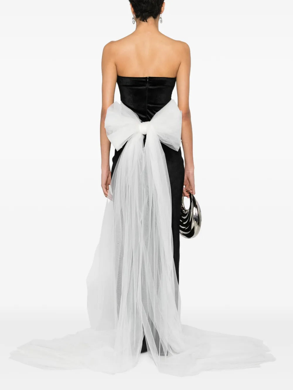 Bow-Detail Velvet Gown