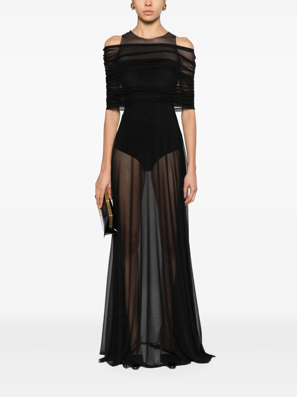 Round-Neck Mesh Maxi Dress